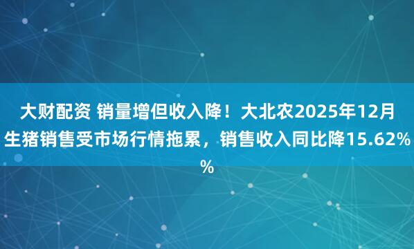 大财配资 销量增但收入降！大北农2025年12月生猪销售受市场行情拖累，销售收入同比降15.62%
