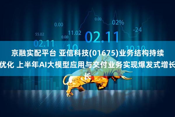 京融实配平台 亚信科技(01675)业务结构持续优化 上半年AI大模型应用与交付业务实现爆发式增长